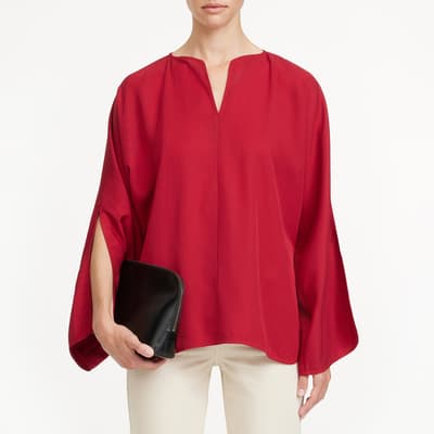 Red Calias V Neck Blouse