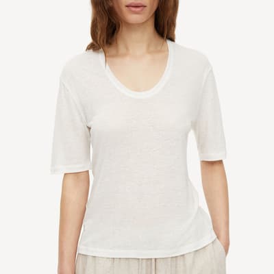 White Amaringa Linen Blend T-shirt