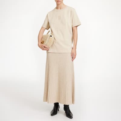 Beige Wool Hevina Midi Knitted Skirt