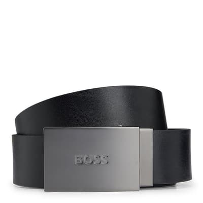 Black Embossed Leather Belt