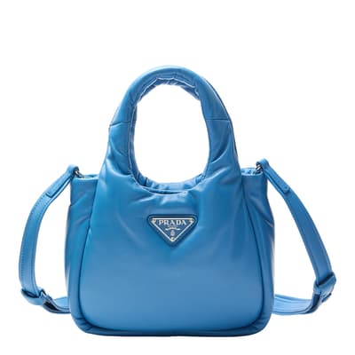 Blue Small Padded Prada Soft Nappa Leather Bag