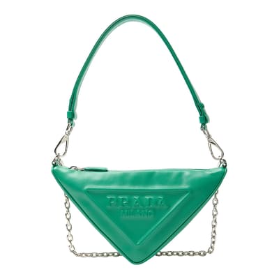 Green Leather Triangle Shoulder Bag