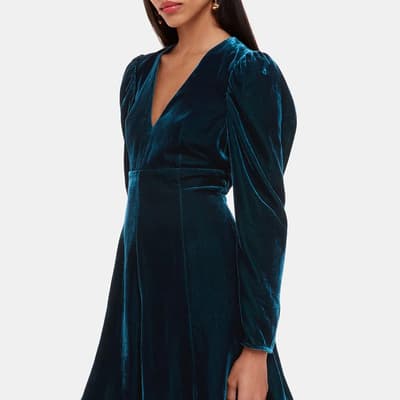 Teal Charley Velvet Flippy Dress 