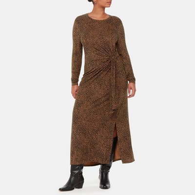 Brown Coffee Bean Tie Jersey Dress