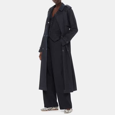 Dark Blue Cara Denim Trench Coat 