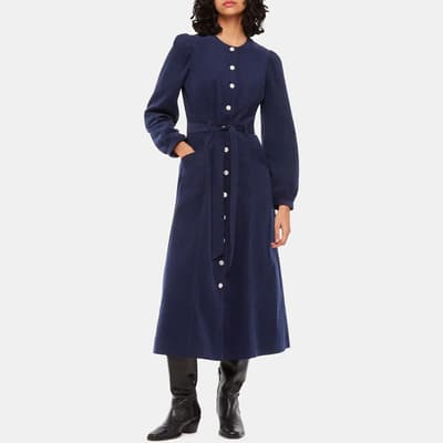 Navy Angelica Cord Midi Dress