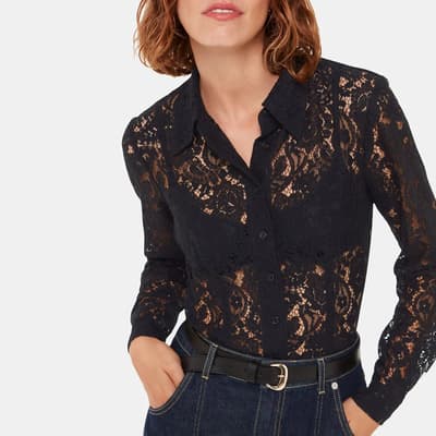 Black Lucy Cotton Blend Lace Shirt