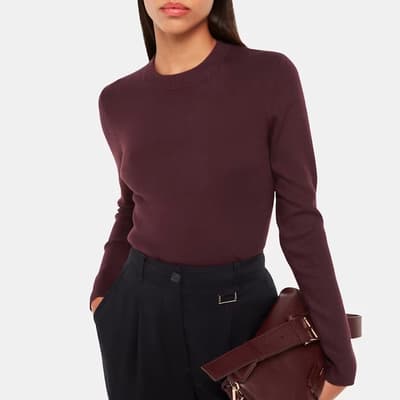 Burgundy Keyhole Back Cotton Blend Top