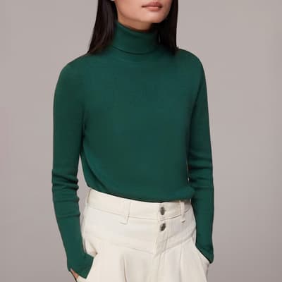 Green Maja Knitted Turtle Neck Cotton Blend Top