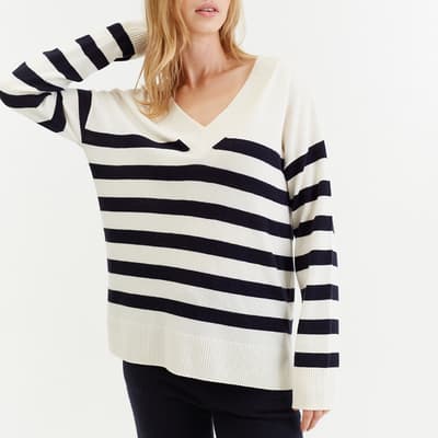 Black Stripe Cashmere Wool Blend Jumper