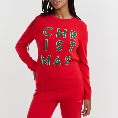 Red Cashmere Wool Blend Christmas Jumper