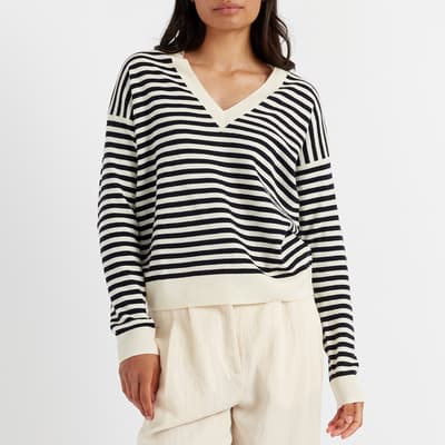 Navy Stripe Cashmere Wool Blend Jumper