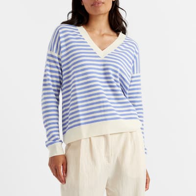 Blue Stripe Cashmere Wool Blend Jumper