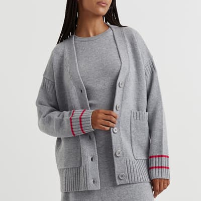 Grey Cashmere Blend Cardigan