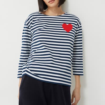 Cream/Navy Stripe Heart T-Shirt