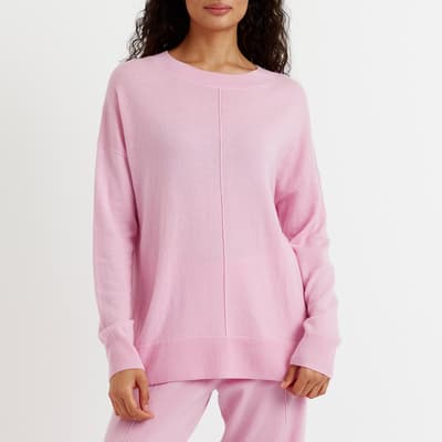 Pink Cashmere Wool Blend Slouchy Jumper