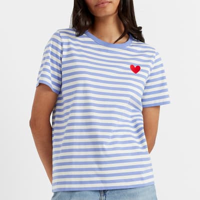 Blue Cotton Heart Breton Short Sleeve T-Shirt