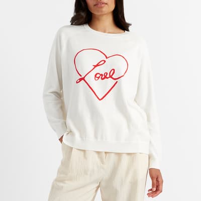 Cream Love Heart Sweatshirt