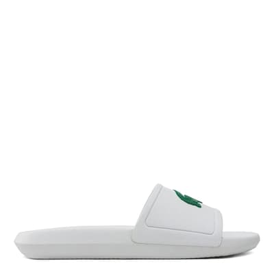 Men's White/Green Croco Slides