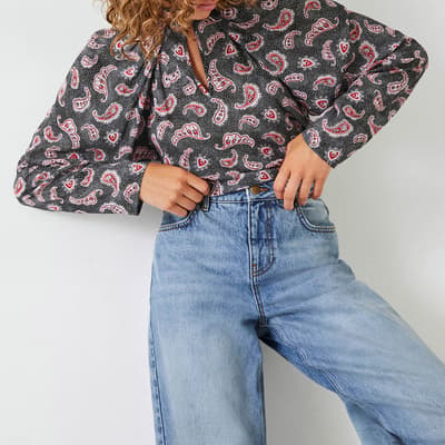 Black/Red Leenah Paisley Print Blouse