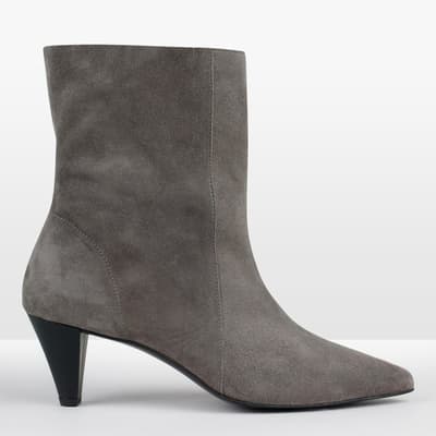 Grey Hesper Suede Leather Boots