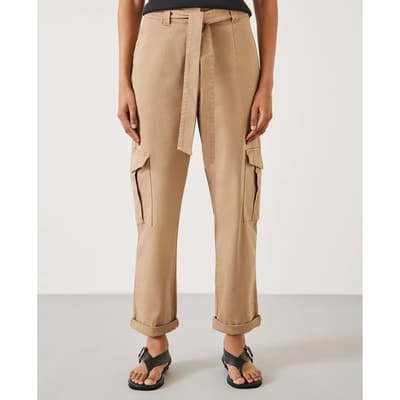 Beige Belted Trousers