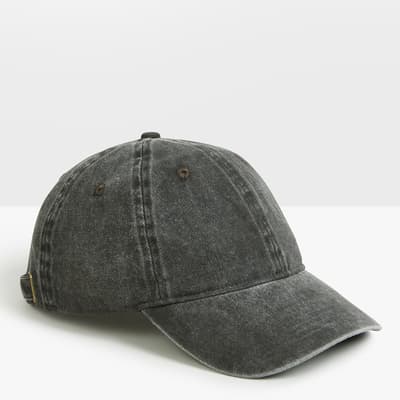 Black Washed Polly Cotton Cap