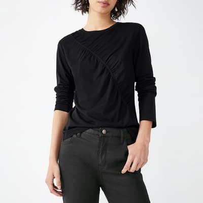 Black Ariadne Ruched Long Sleeve T-Shirt