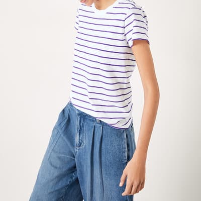 White/Purple Stripe Cotton T-Shirt