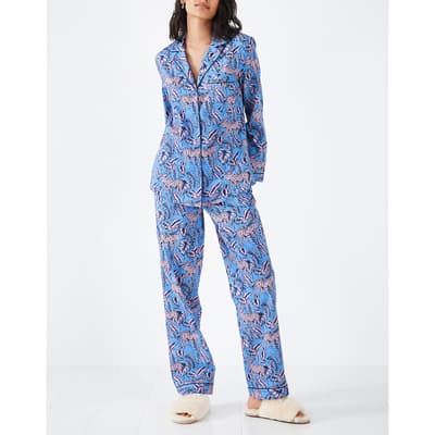 Blue Isla Printed Cotton Pyjama Set