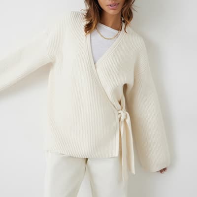 White Minnota Wool Blend Cardigan