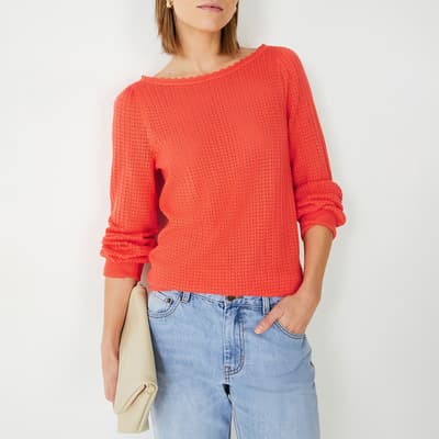 Orange Sophia Boat Neck Jumper