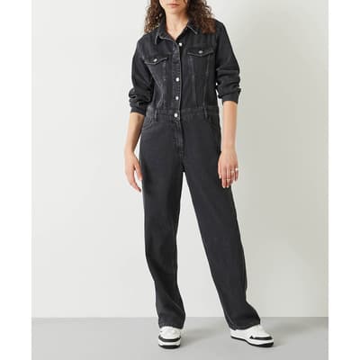 Black Celia Cotton Denim Boilersuit