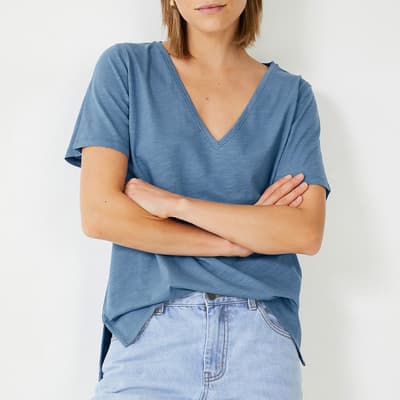 Blue Kali Denim Cotton T-Shirt