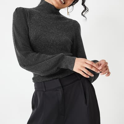 Grey Ribbed Wool Blend Jumper