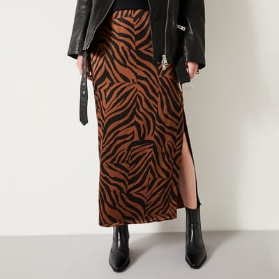 Brown Gia Printed Maxi Skirt