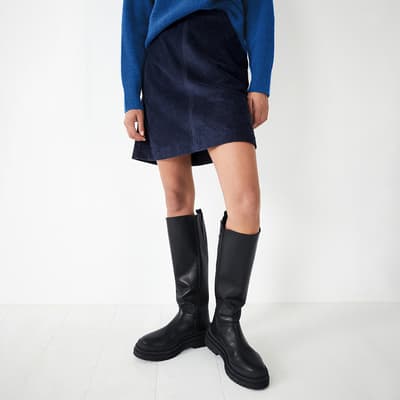 Navy Lula Cotton Mini Skirt