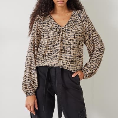 Beige Elise Printed Blouse