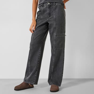 Black Cotton Sara Cargo Jeans