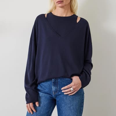 Navy Kitty Wool Blend Jumper