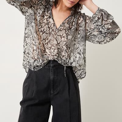 Beige Alicia Animal Print Blouse