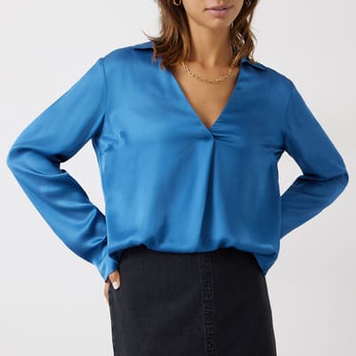 Blue Nadia Satin Blouse