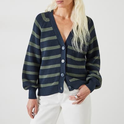 Navy/green Rae Cotton Cardigan