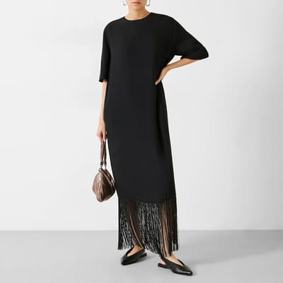 Black Hailey Fringe Midi Dress