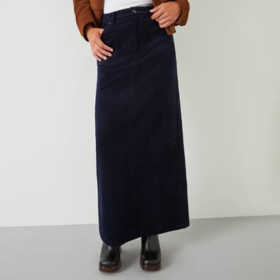 Navy Alanna Cord Cotton Skirt