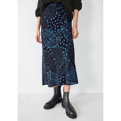 Black/Blue Lily Midi Skirt