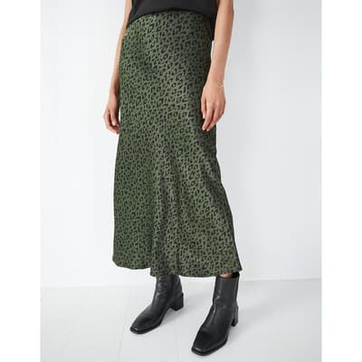 Khaki Simone Animal Print Skirt