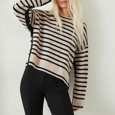 Beige/Black Casey Wool Blend Jumper