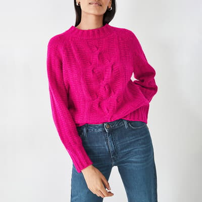 Pink Wool Blend Cable Jumper