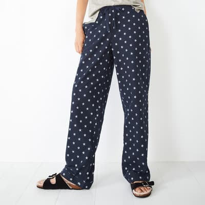 Navy/Silver Joy Cotton Pyjama Bottoms